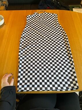 Black & White Checkered Strapless Midi Dress